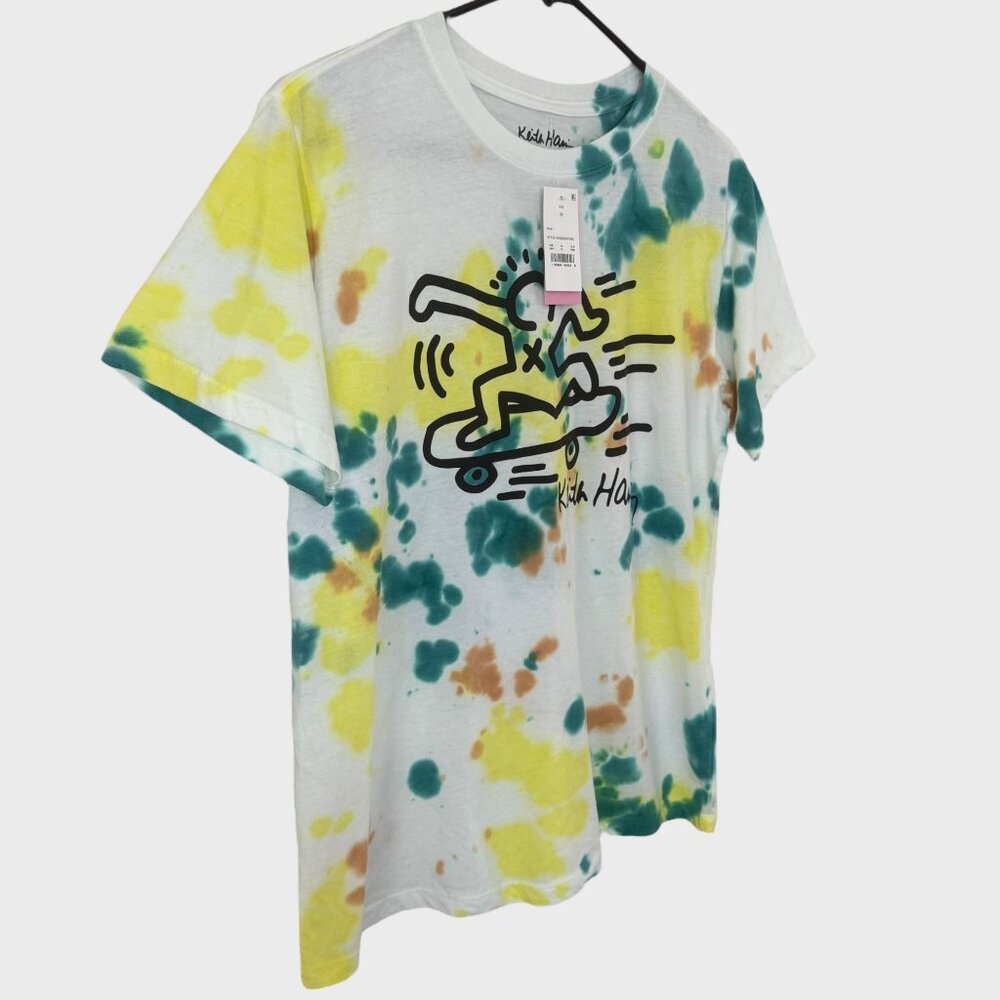 Keith Haring Skateboarding Tie-Dye Shirt Men's Medium Street Art Graphic Tee New - Picture 3 of 11